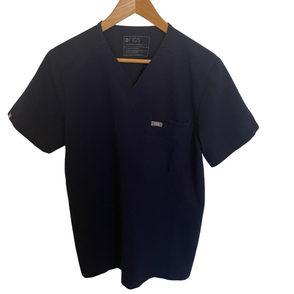 FIGS Technical Collection Navy V Neck Top Small Scrub Top Hospital Medical